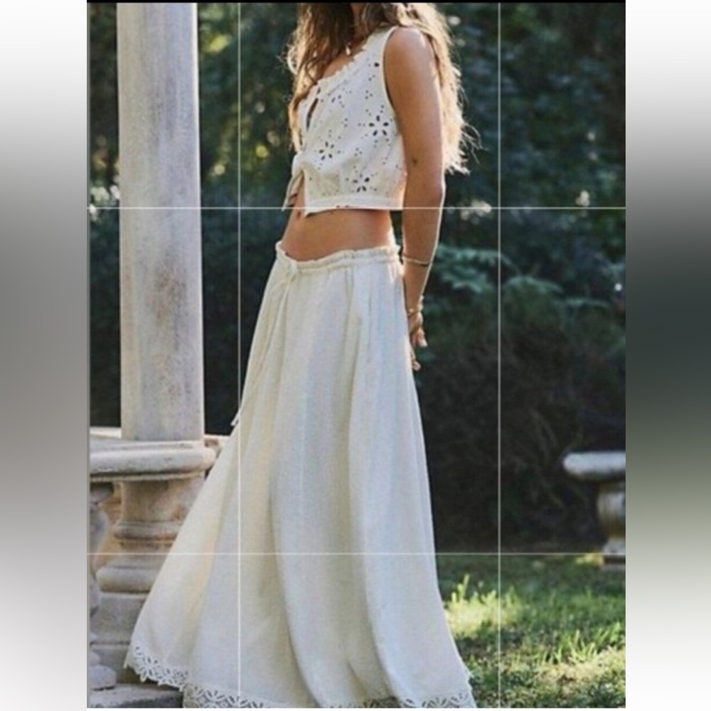 NWT Free People Maxi Fully Lined Skirt and top cotton set size small